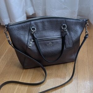Coach Black/Silver Leather Women's Prairie Satchel. Great Condition!